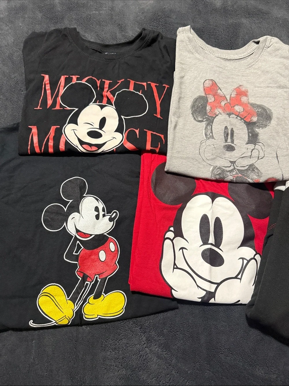 Disney Kids Mickey & Minnie Graphic Tees - Black, Red, Gray, Yellow